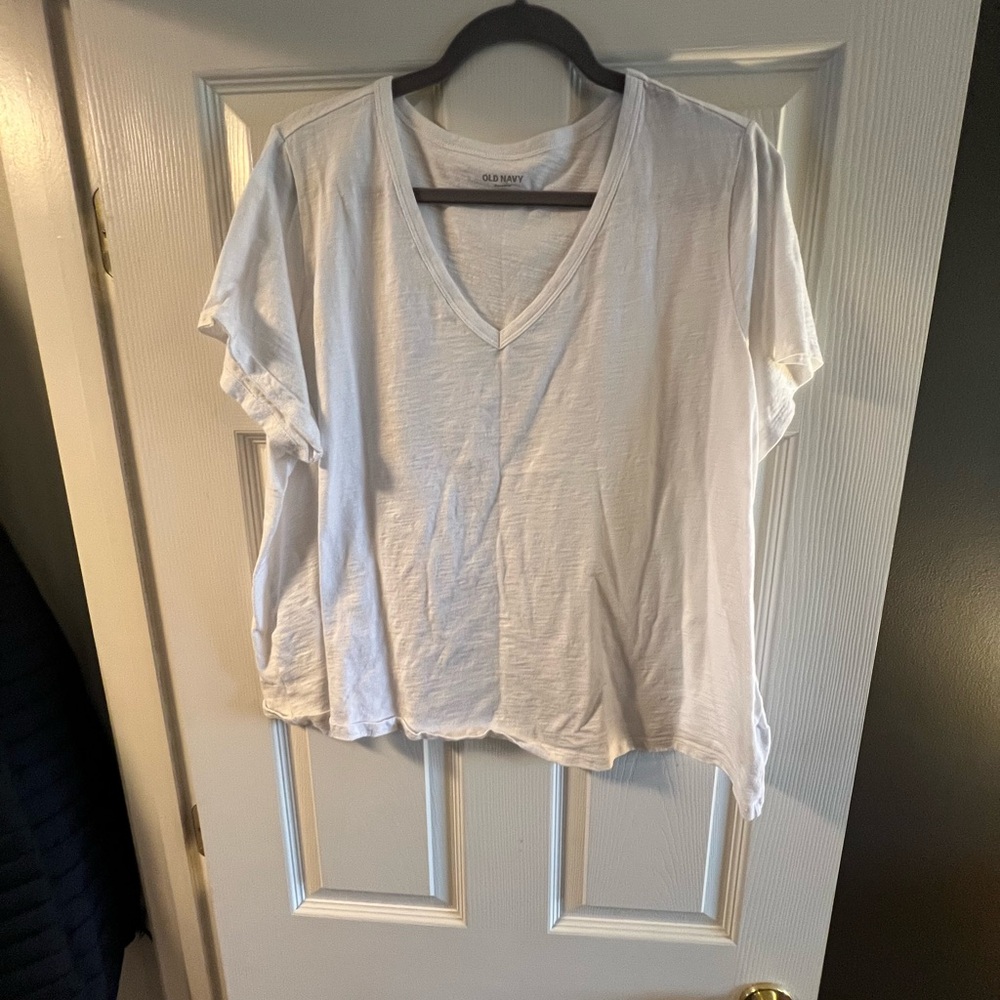 Old Navy Women's White V-Neck Top